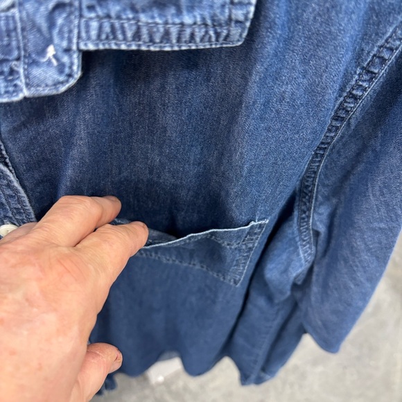 Maurices Dark Blue Casual Long Sleeve Button Down Denim Jean Chambray Shirt 1 XL - Picture 4 of 16